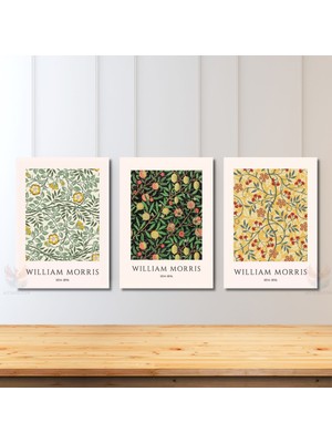 Artarilion Dikey 3'lü Kanvas Tablo William Morris Klasik Duvar Tablosu Salon Ofis Tablosu Ev Hediyesi