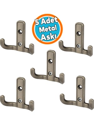 Nzb (5 Adet) Antik Sarı Renk Dolap Askılık Duvar Askılığı Vestiyer Mutfak Elbise Kıyafet Askı Askı