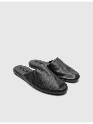İLVİ Vittorio Hakiki Floter Deri Erkek Siyah  Ev Terliği