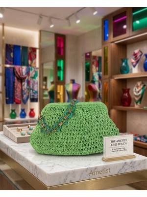 Atlasın Evreni El Örgüsü Renkli Çanta Yeşil - Standart