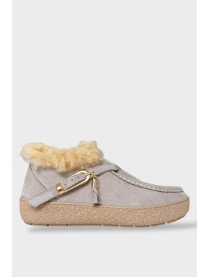 Liger Içi Kürklü Tek Bant Toka Detaylı Kadın Bot Bej