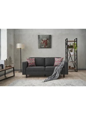 Vivense Kale Serisi Ikili Koltuk, Keten, Antrasit