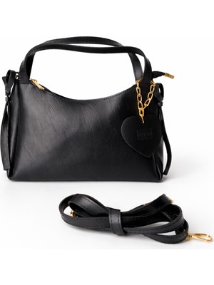 Moon Çanta Bow Omuz Çantası Siyah