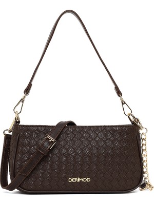 Derimod Kadın Kahverengi Uzun Askılı Örgülü Omuz Çantası 26PBD230026