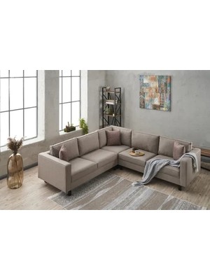 Vivense Kale Serisi Keten Köşe Koltuk, Krem