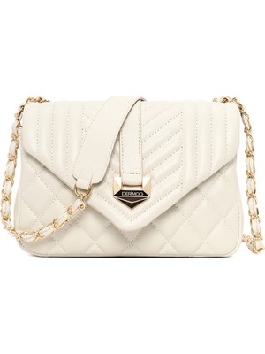 Derimod Kadın Krem Zincir Askılı Kapitone Çapraz Çanta 26SBD2024KP