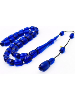 Tesbih Pasajı Mavi Kapsül Kesim Usta Işçilikli Sıkma Ateş Kehribar Tesbih