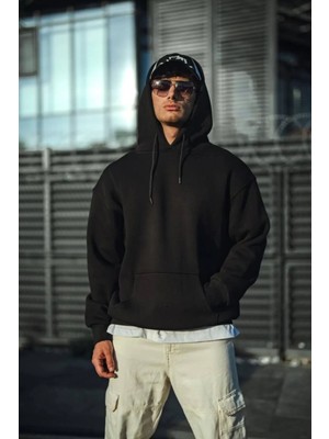 Hiccup Erkekler Janes Oversize Kapüşonlu Sweatshirt Siyah