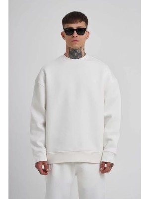 Hiccup Erkekler Janes Oversize Yuvarlak Yaka Sweatshirt Beyaz