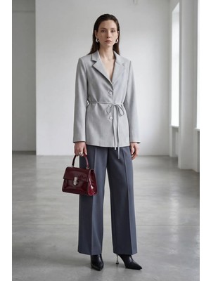 Hiccup Kadınlar My Fashıon Bağlama Detaylı Krep Blazer Ceket Gri