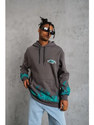 Hiccup Erkekler Janes Kapüşonlu Oversize Sweatshirt Gri