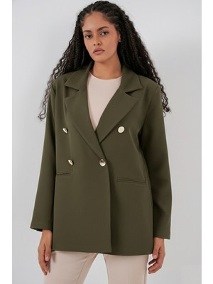 Bigdart Kadın Kruvaze Yaka Blazer Ceket 0722 - Haki