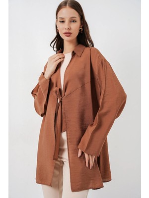 Hiccup Kadınlar BDART Uzun Bağcıklı Plaj Kimono Taba Doğal