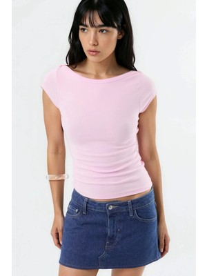 Hiccup Kadınlar Busem Slim Fit Kayık Yaka Bluz Toz Pembe