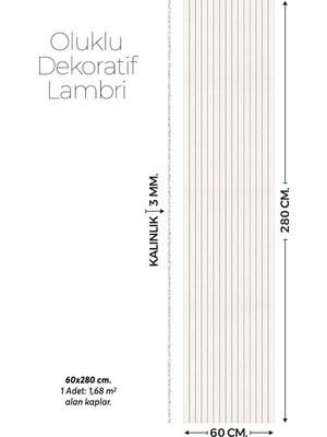 Brano Krem Ahşap Duvar Lambiri 60X280 Cm-Kendinden Yapışkanlı