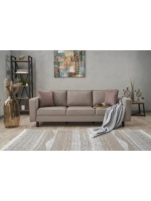 Vivense Kale Serisi Üçlü Koltuk, Keten, Krem