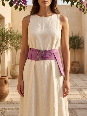 Yılday Gür Butik Nova El Yapımı Lilac Nubuk Asimetrik Kemer