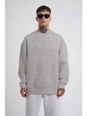 Hiccup Erkekler Janes Düz Renk Yuvarlak Yaka Sweatshirt Gri