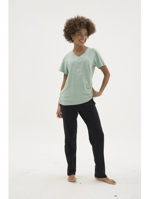 Ang Butik Kocabey KKT-26152K Kadın V Yaka Pijama Takımı