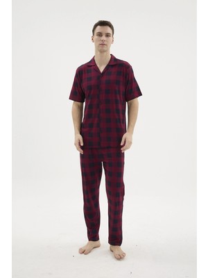 Moda Dua Kocabey KKT-26158 Erkek Apaj Yaka Düğmeli Pijama Takımı