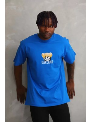 Hiccup Erkekler Janes Oversize Bisiklet Yaka Baskılı Tişört Maya Mavisi