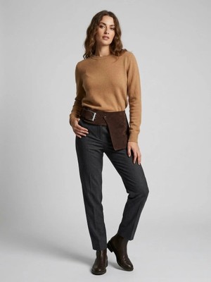 Yılday Gür Butik Brownie El Yapımı Acı Kahve Nubuk Deri Asimetrik Kemer