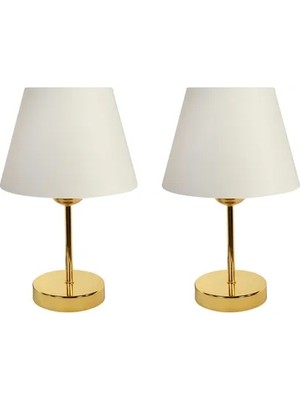 Vivense Evlight Metal Ayaklı Ikili Abajur Abajur Gold Beyaz
