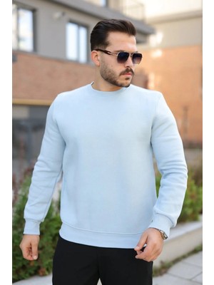 Hiccup Erkekler Janes Bisiklet Yaka Basic Sweatshirt Bebek Mavisi