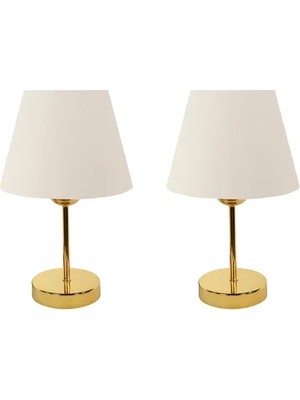 Vivense Evlight Metal Ayaklı Ikili Abajur, Gold Krem