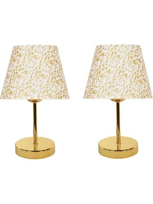 Vivense Evlight Metal Ayaklı Ikili Gold Abajur / Simli Gold