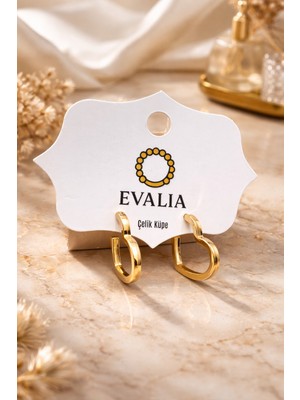 Evalia Kadın Kalp Gold Çelik Küpe