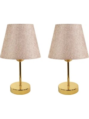 Vivense Evlight Metal Ayaklı Ikili Abajur, Gold Gülkurusu