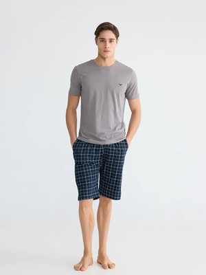 LC Waikiki Lc Waıkıkı Lacivert Standart Kalıp Erkek Şortlu Pijama Takımı