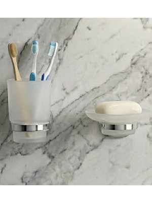 Fndhome Krom Diş Fırçalık ve Sabunluk Set