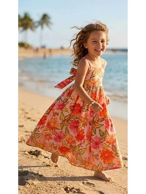 ministok Sun Dream Sırtı Fiyonklu Cut Out Detaylı Kız Çocuk Elbise