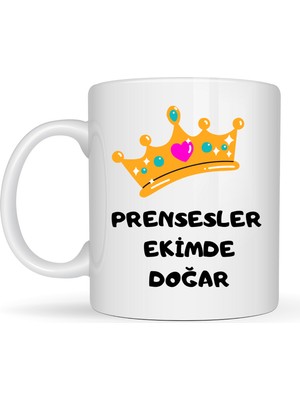 Lims Store Prensesler Ekimde Doğar Yazılı Kupa Model 254 Taç Tasarımlı Ekim Ayı Doğum Günü Hediyesi Seramik Kahve Kupası