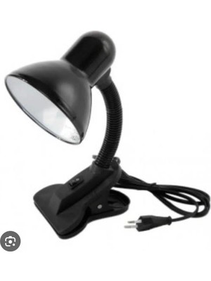 Kendal Mandallı Çalışma ve Okuma Lambası Siyah Renk E27 Duylu (Led Ampul Hediyeli)