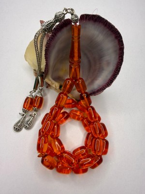 İskenderun Tesbih Yemen Zar Rengi Kapsül Kesim Ateş Kehribar Tesbih