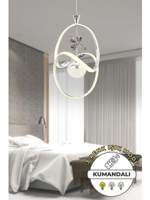 Kendal Krom Modern Sarkıt Avize 3 Renk Işık Salon Mutfak Yatak Odası