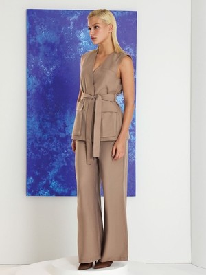 Unique Beli Kemerli Palazzo Pantolon