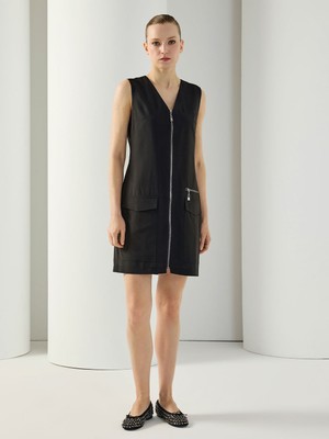 Unique Fermuarlı Kısa Elbise