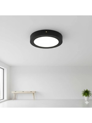 Kendal KDL423B Sıva Üstü Yuvarlak Siyah Kasa LED Panel 24W Beyaz Işık (Modern Tavan Lambası)