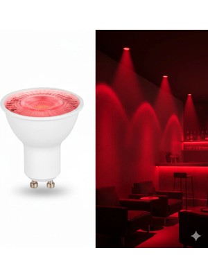 Kendal KES049R GU10 LED Spot Ampul 7W Kırmızı Işık (Dekoratif & Ambiyans Aydınlatma)