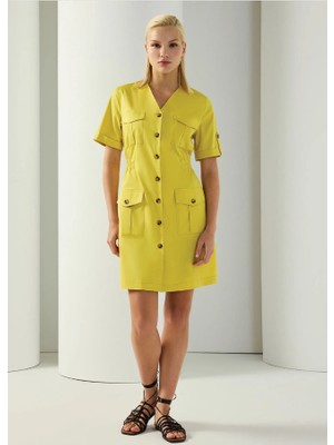 Unique Cotton Kumaş Safari Elbise