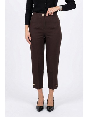 Sentez Paradise Paça Düğme Pensli Pantolon 5566 Acı Kahverengi