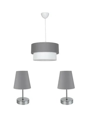 Vivense Yatak Odası 3 Lü Aydınlatma Seti Krom Ayak Antrasit Şapka