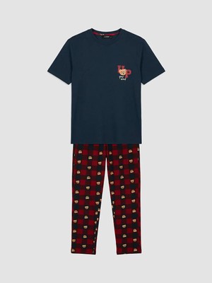 LC Waikiki Lc Waıkıkı Lacivert Standart Kalıp Ayı Teddy Baskılı Erkek Pijama Takım