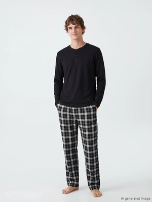 LC Waikiki Lc Waıkıkı Siyah Standart Kalıp Erkek Pijama Takımı