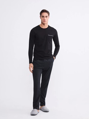 LC Waikiki Lc Waıkıkı Siyah Standart Kalıp Erkek Pijama Takımı