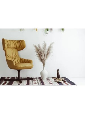 Vivense Seramik Vazo ve 4 Adet Pamuklu Pampas Beyaz/koyu Krem